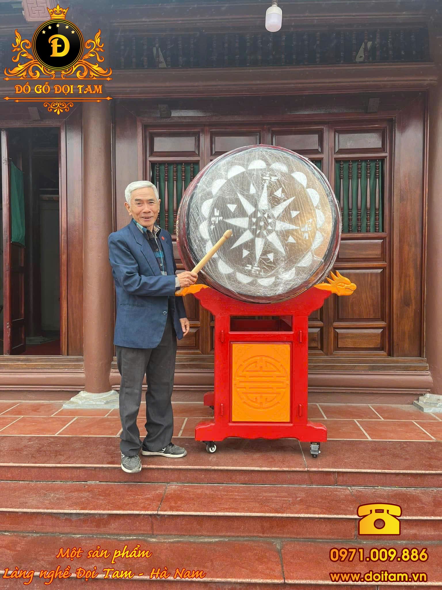 trống đình chùa vẽ rồng 100/80