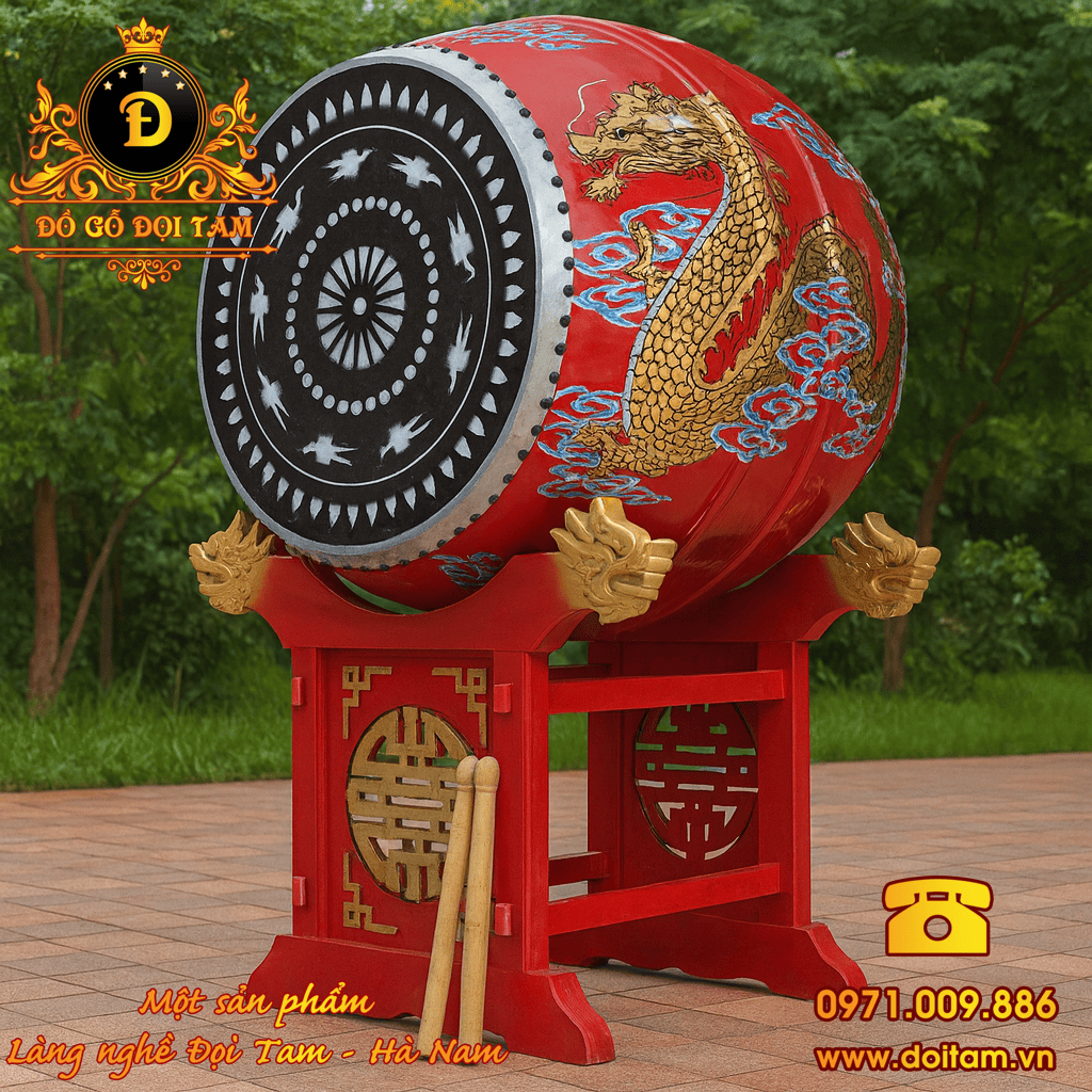 trống đình chùa vẽ rồng 100/80