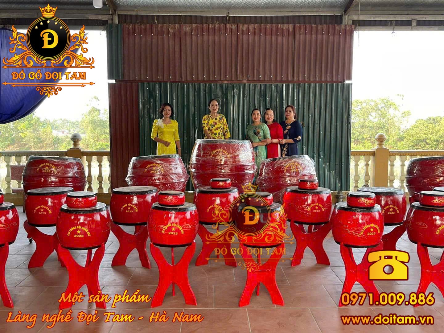 Trống hội gỗ mít da trâu 80/80 – Trống chủ dẫn nhịp cho dàn trống lễ hội