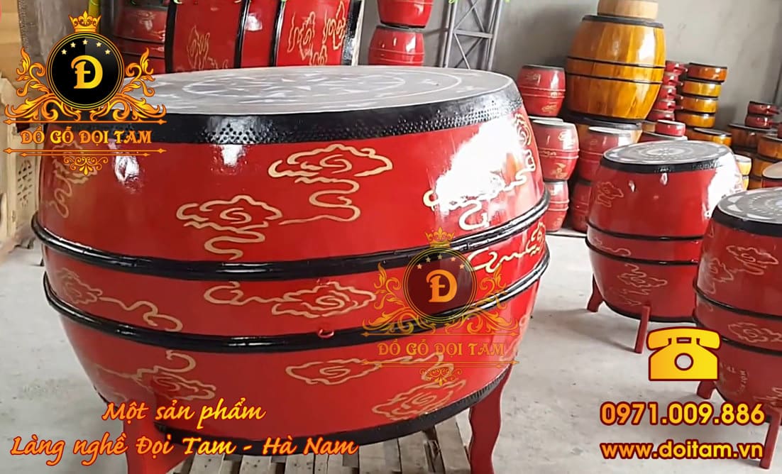 Trống hội gỗ mít da trâu 80/80 – Trống chủ dẫn nhịp cho dàn trống lễ hội