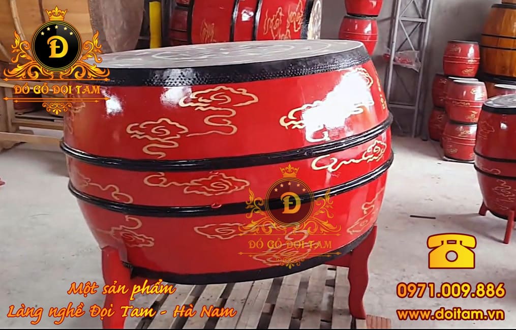 Trống hội gỗ mít da trâu 80/80 – Trống chủ dẫn nhịp cho dàn trống lễ hội