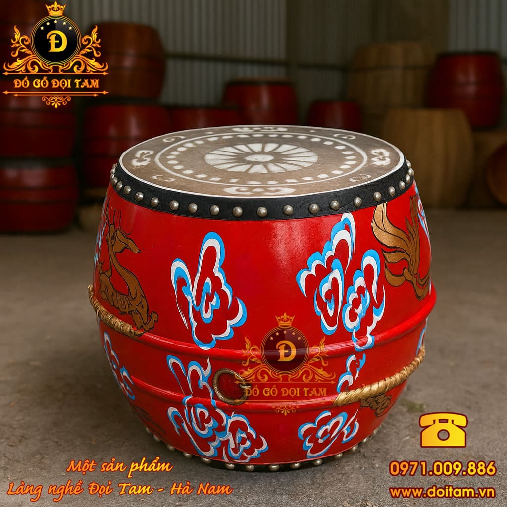 Trống hội gỗ mít da trâu 80/80 – Trống chủ dẫn nhịp cho dàn trống lễ hội