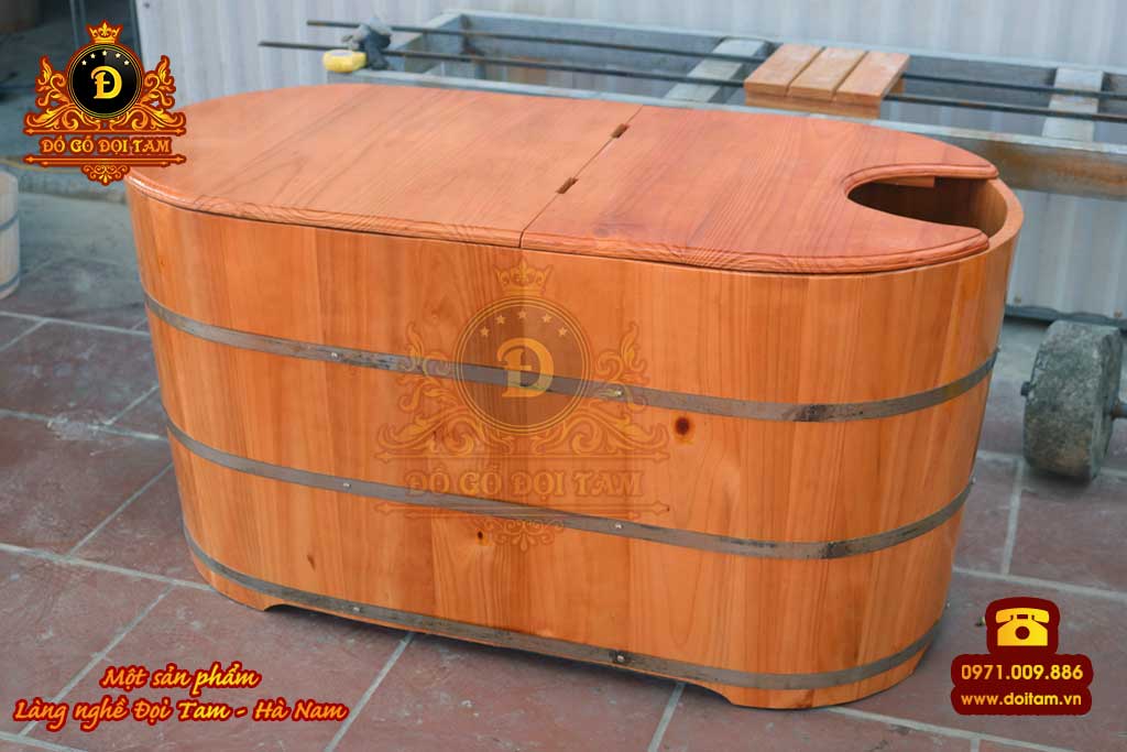 Bồn tắm xông hơi gỗ thông dài 100 cm