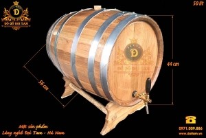 Thùng rượu gỗ Sồi 50 Lít