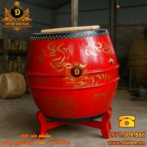Trống hội sơn đỏ vẽ mây 80/60 – Âm vang lễ hội chuẩn Đọi Tam